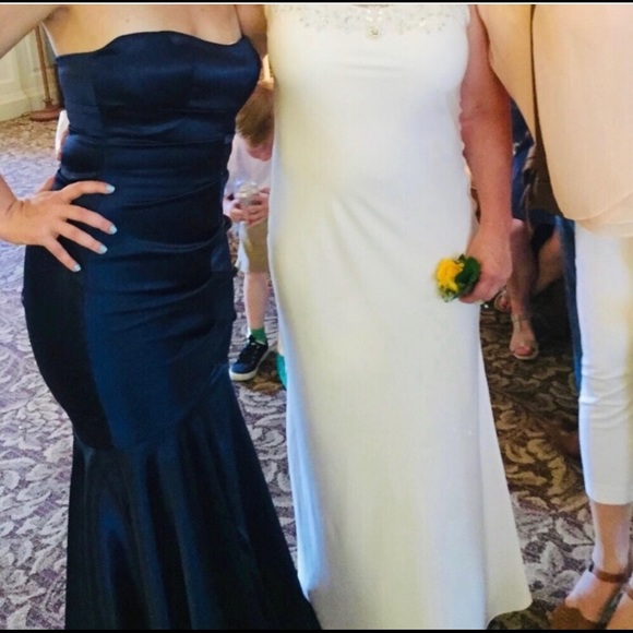 Xscape Strapless Navy Evening Gown - Picture 3 of 4